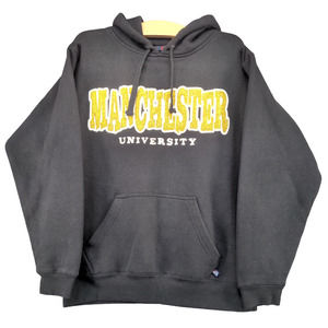 J. America Men's Manchester University Embroidered Hoodie Black Small Pullover